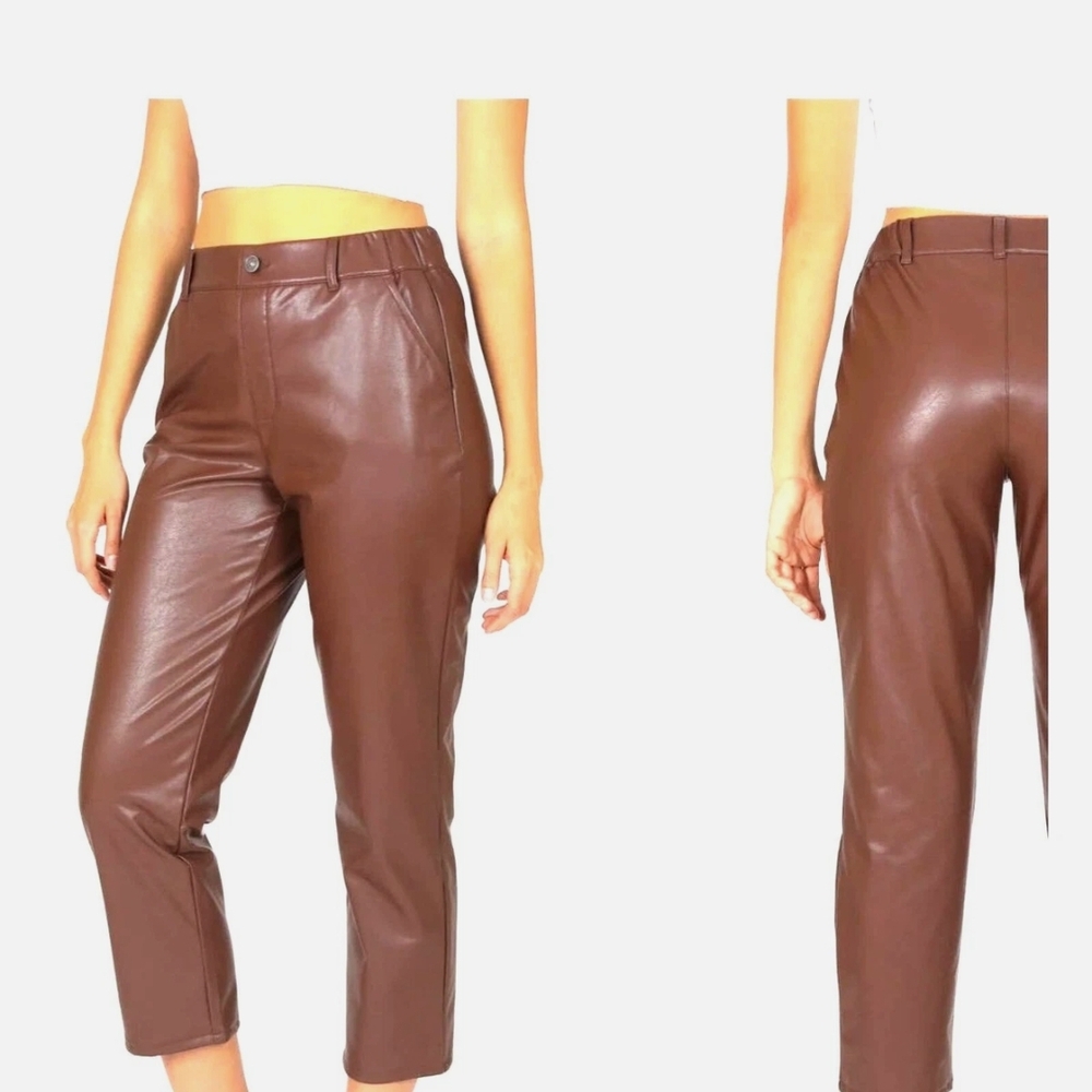Rewash Chocolate Faux Leather Cropped Pants Size 11 NWT Trendy Fall Item